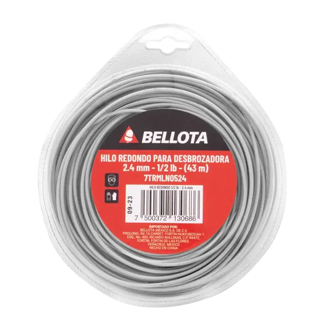 Hilo Redondo para Desbrozadora 2.4 mm, Bellota 1/2 lb 1