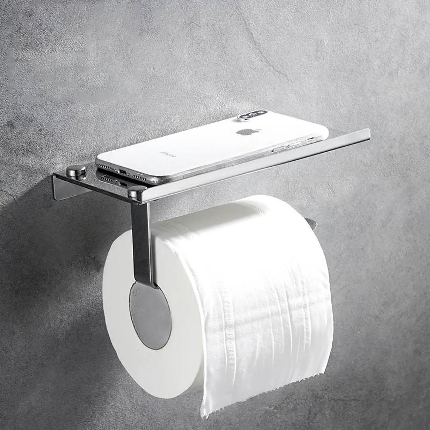 Porta Papel Higiénico con Soporte para Móvil de Acero Inoxidable 2