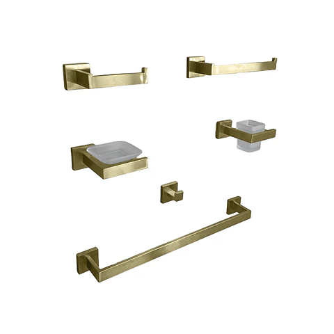 Set de Baño de Acero Dorado 6 piezas