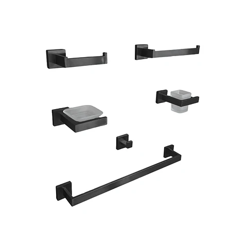 Set de Baño de Acero Negro Mate 6 piezas