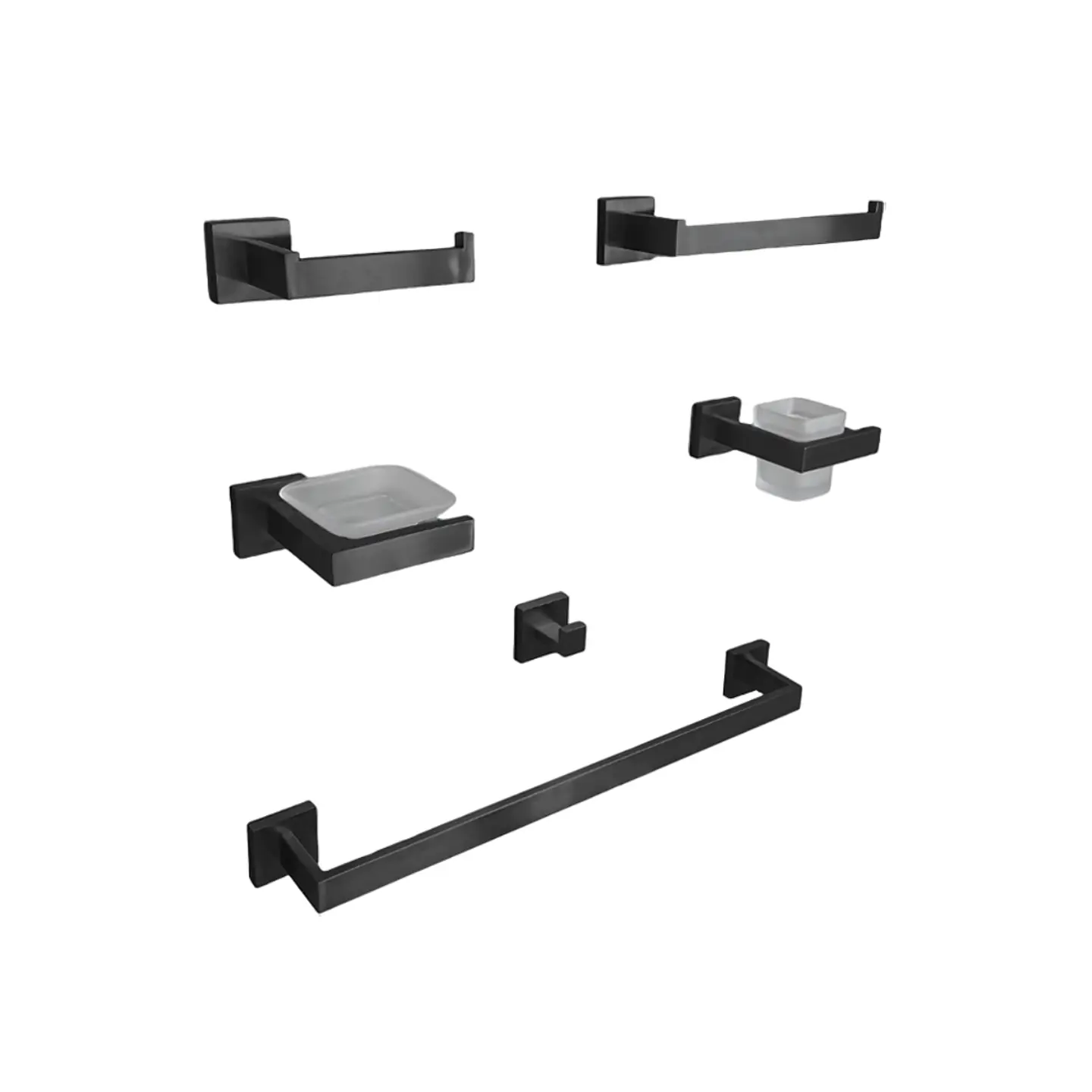 Set de Baño de Acero Negro Mate 6 piezas 1