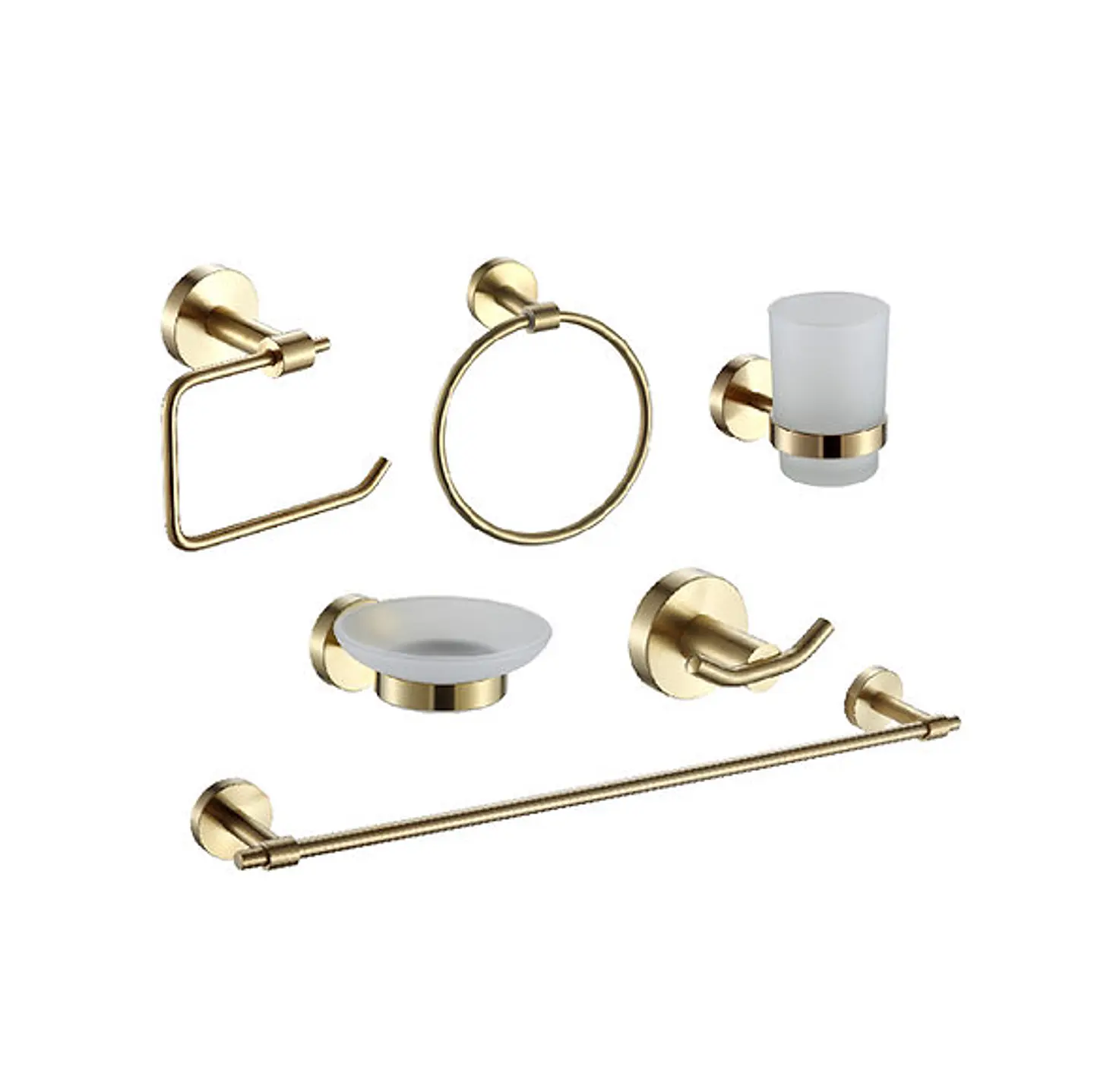 Set de Baño de Acero Dorado 6 piezas 1