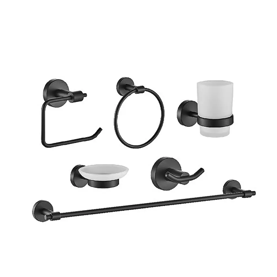Set de Baño de Acero Negro 6 piezas 1