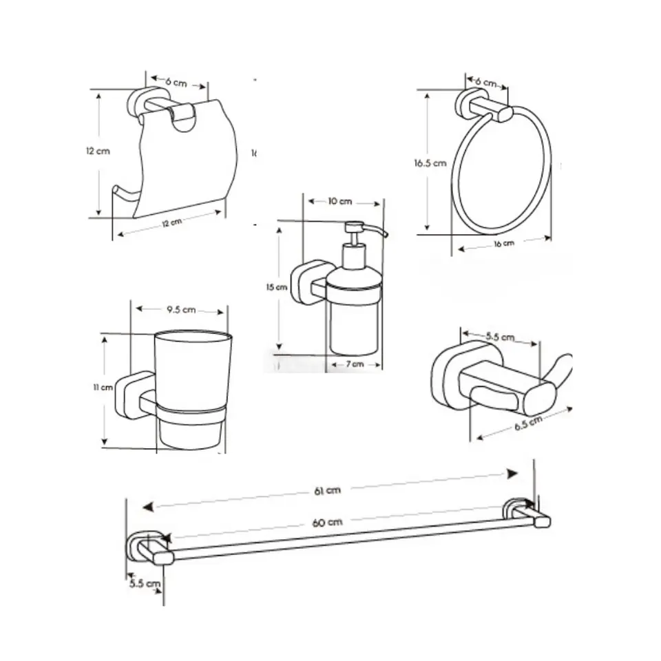 Set de Baño de Acero Cromado 6 piezas 10900 2