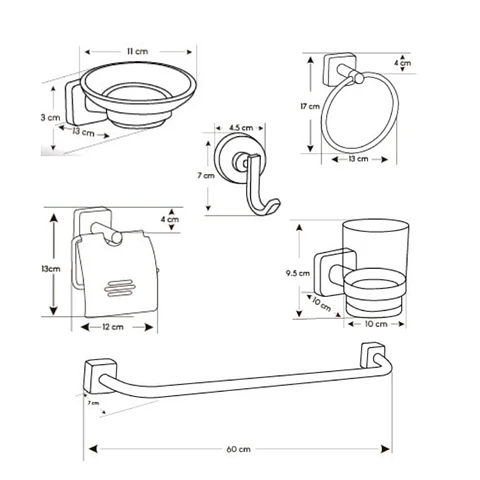 Set de Baño de Acero Cromado 6 piezas  61300