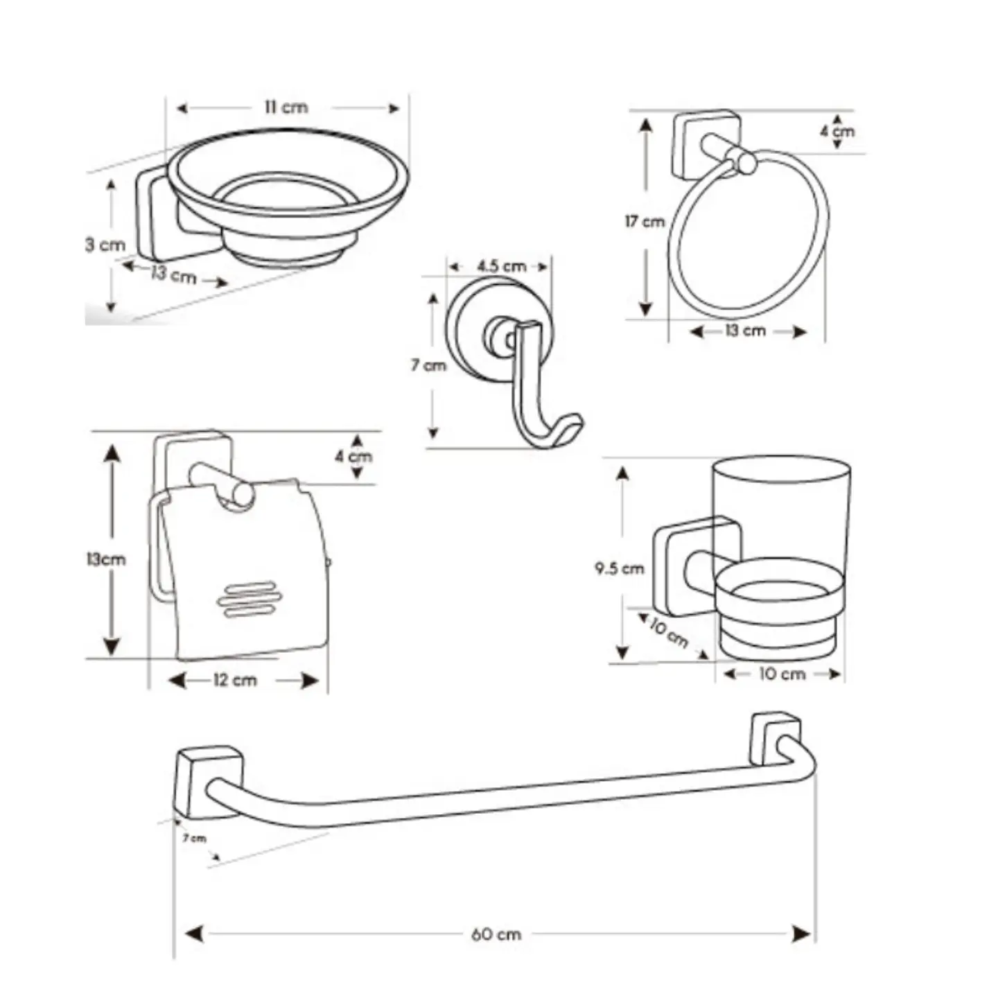 Set de Baño de Acero Cromado 6 piezas  61300 2