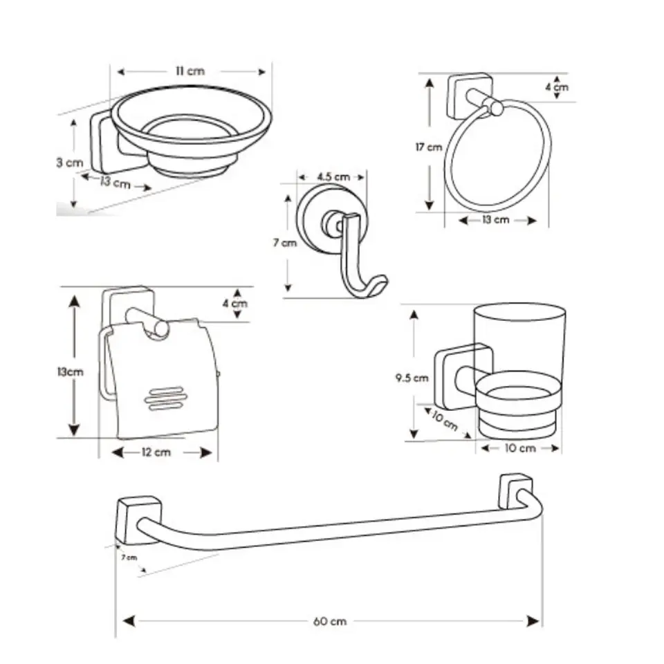 Set de Baño de Acero Cromado 6 piezas  61300 2
