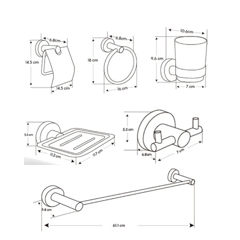 Set de Baño de Acero Satinado 6 pieza 71100