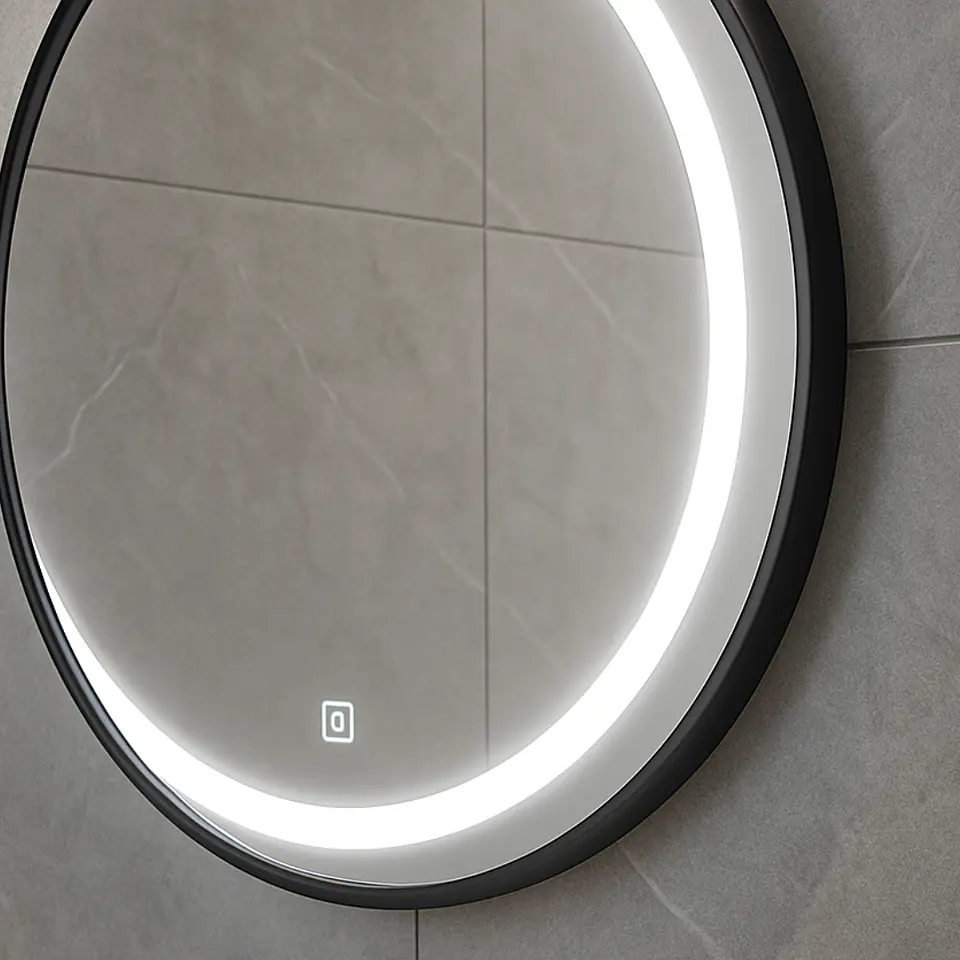 Espejo LED Redondo Elegante con Marco Negro 3