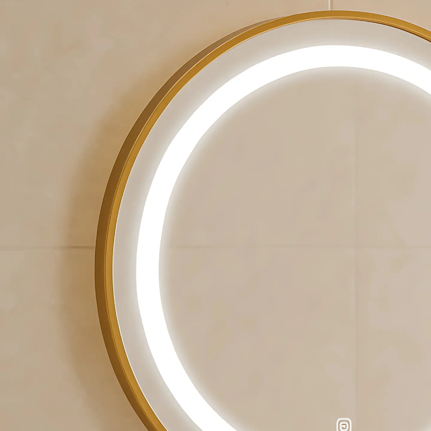 Espejo LED Redondo Moderno con Marco Dorado 3