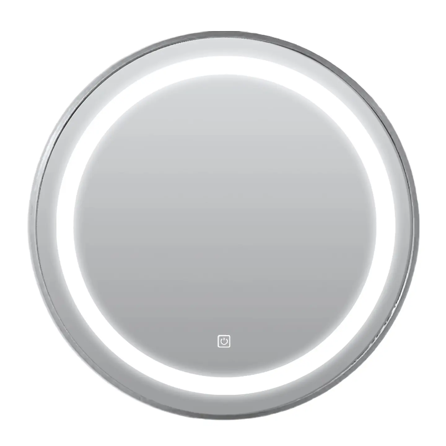 Espejo LED Redondo Elegante con Marco Plateado 1