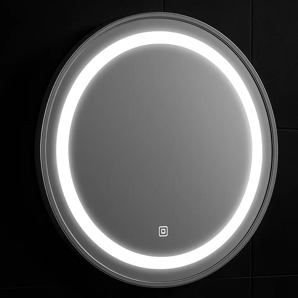 Espejo LED Redondo Elegante con Marco Plateado 3