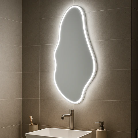 Espejo LED Orgánico Moderno con Luz Blanca
