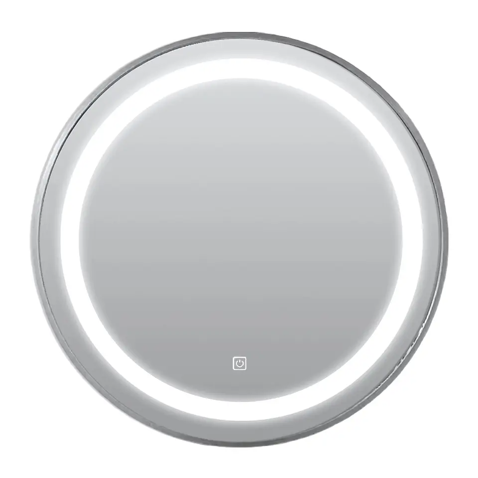 Espejo LED de Pared Redondo con Marco Plateado  1