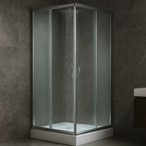 Cabina de Ducha Moderna de Vidrio Templado Gris