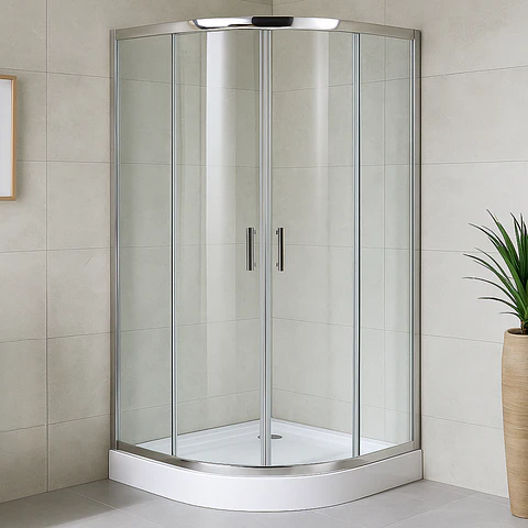 Cabina de Ducha Elegante de Vidirio Templado con Marco de Aluminio