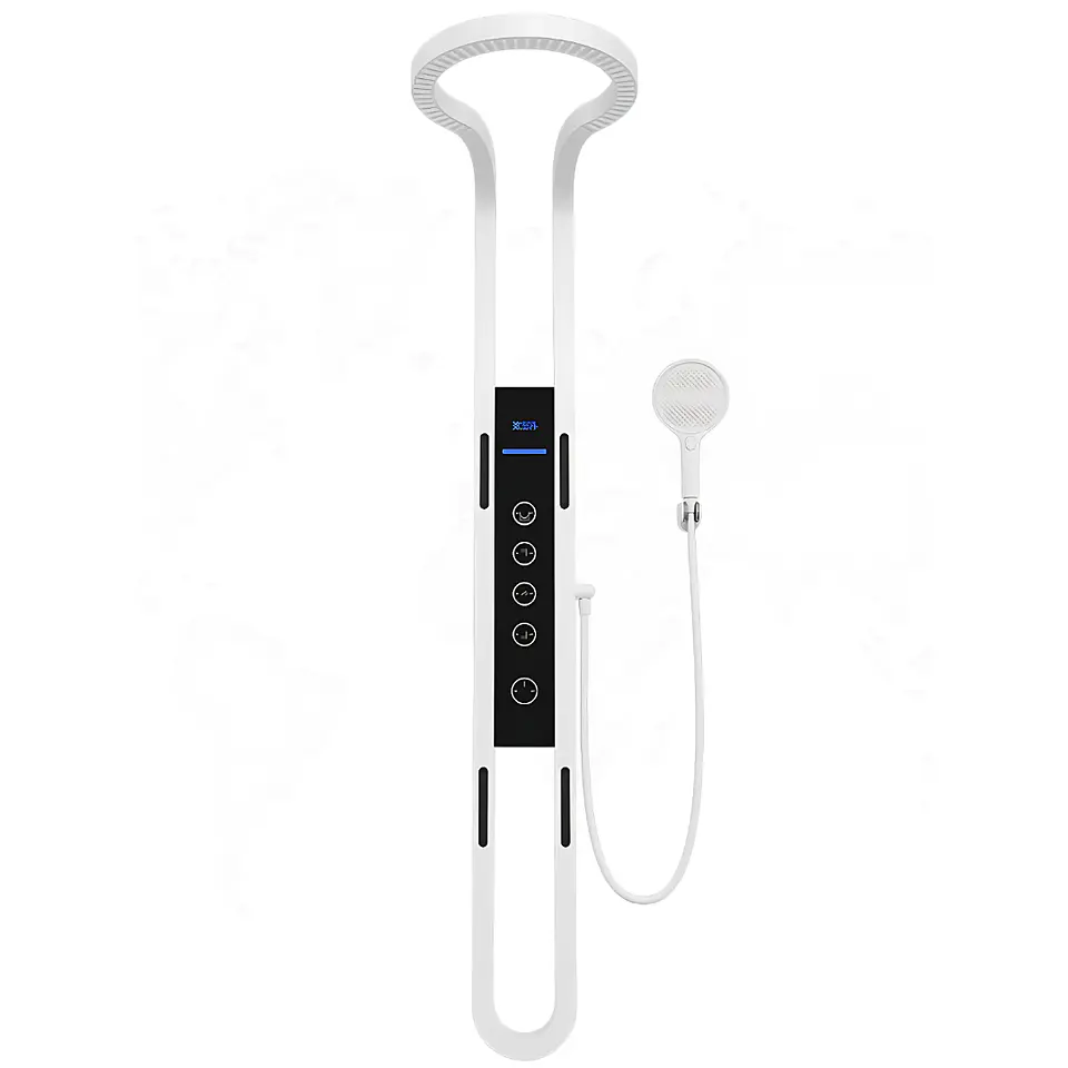 Columna de Ducha con Pantalla Digital, Hidromasaje y Ducha de Mano Blanco Mate  1