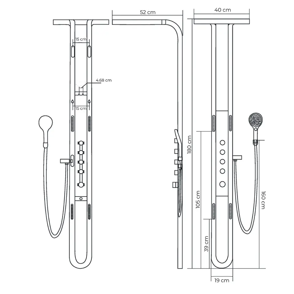 Columna de Ducha con Pantalla Digital, Hidromasaje y Ducha de Mano Blanco Mate  6
