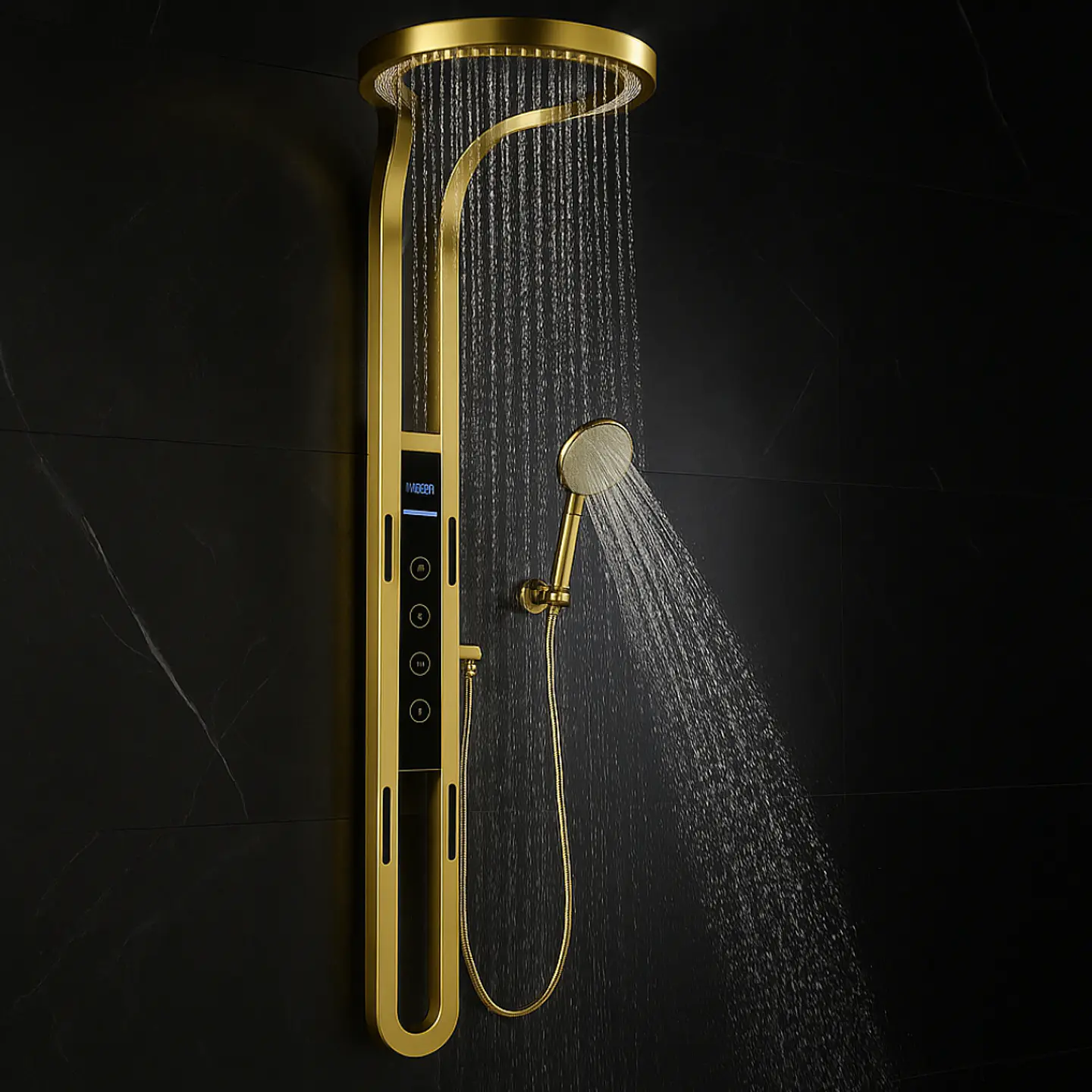 Columna de Ducha de Lujo con Pantalla Digital, Hidromasaje y Ducha de Mano Dorado Mate 2