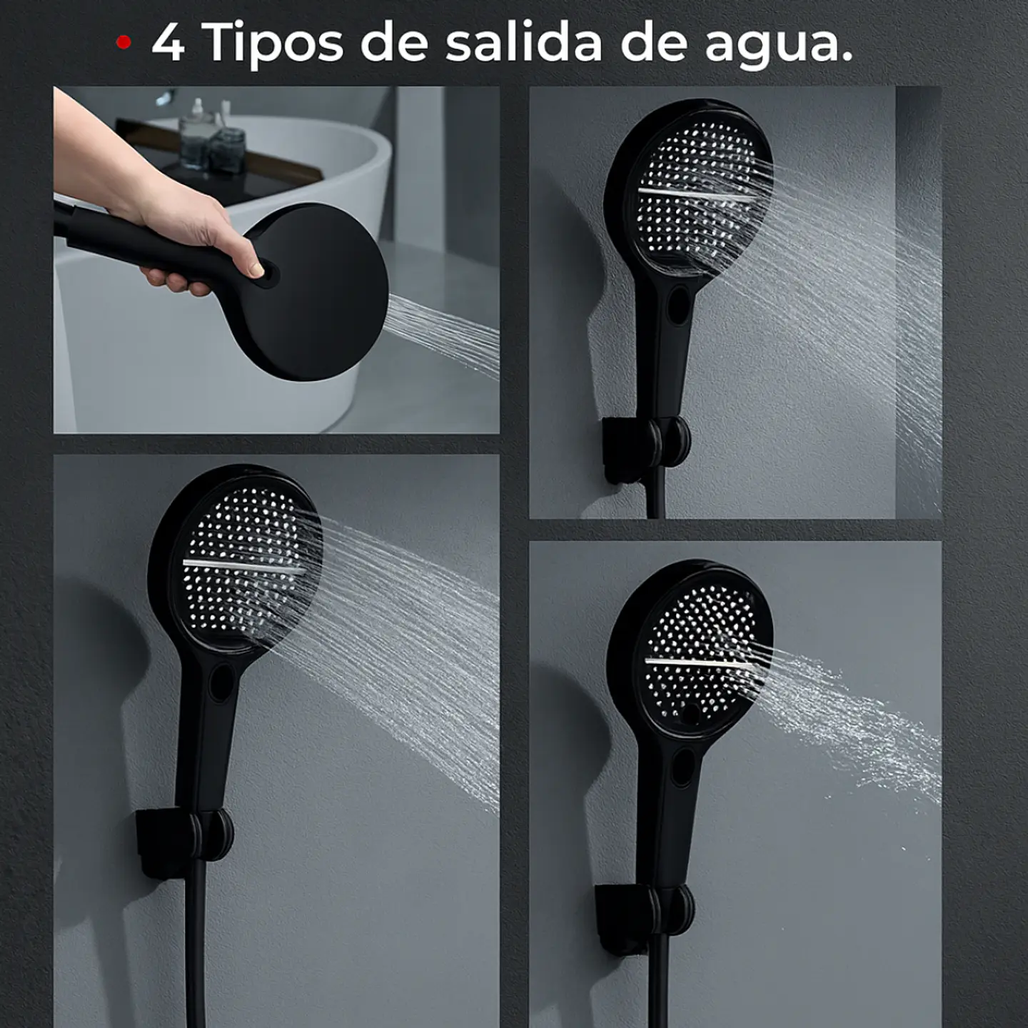 Columna de Ducha con Pantalla Digital, Hidromasaje y Ducha de Mano Negra 5