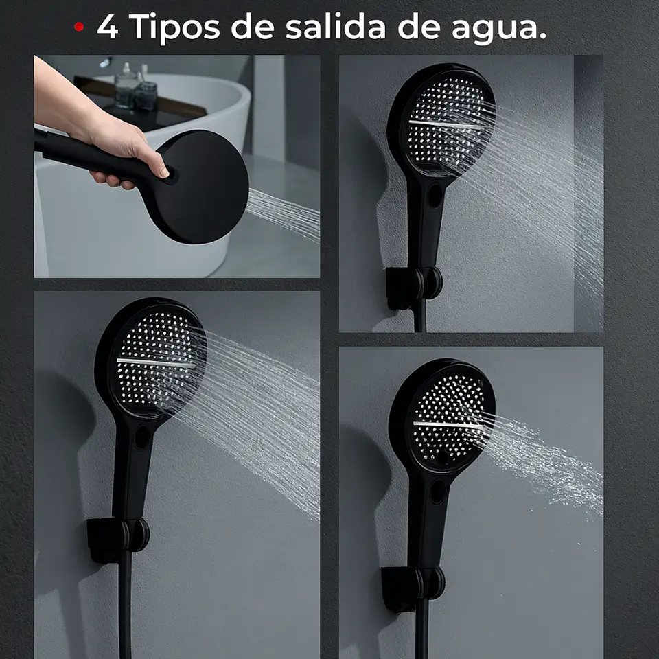 Columna de Ducha con Pantalla Digital, Hidromasaje y Ducha de Mano Negra 5