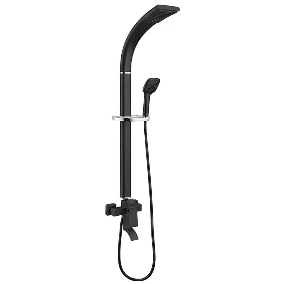 Columna de Ducha Moderna con Monocomando y Ducha de Mano Negro 1
