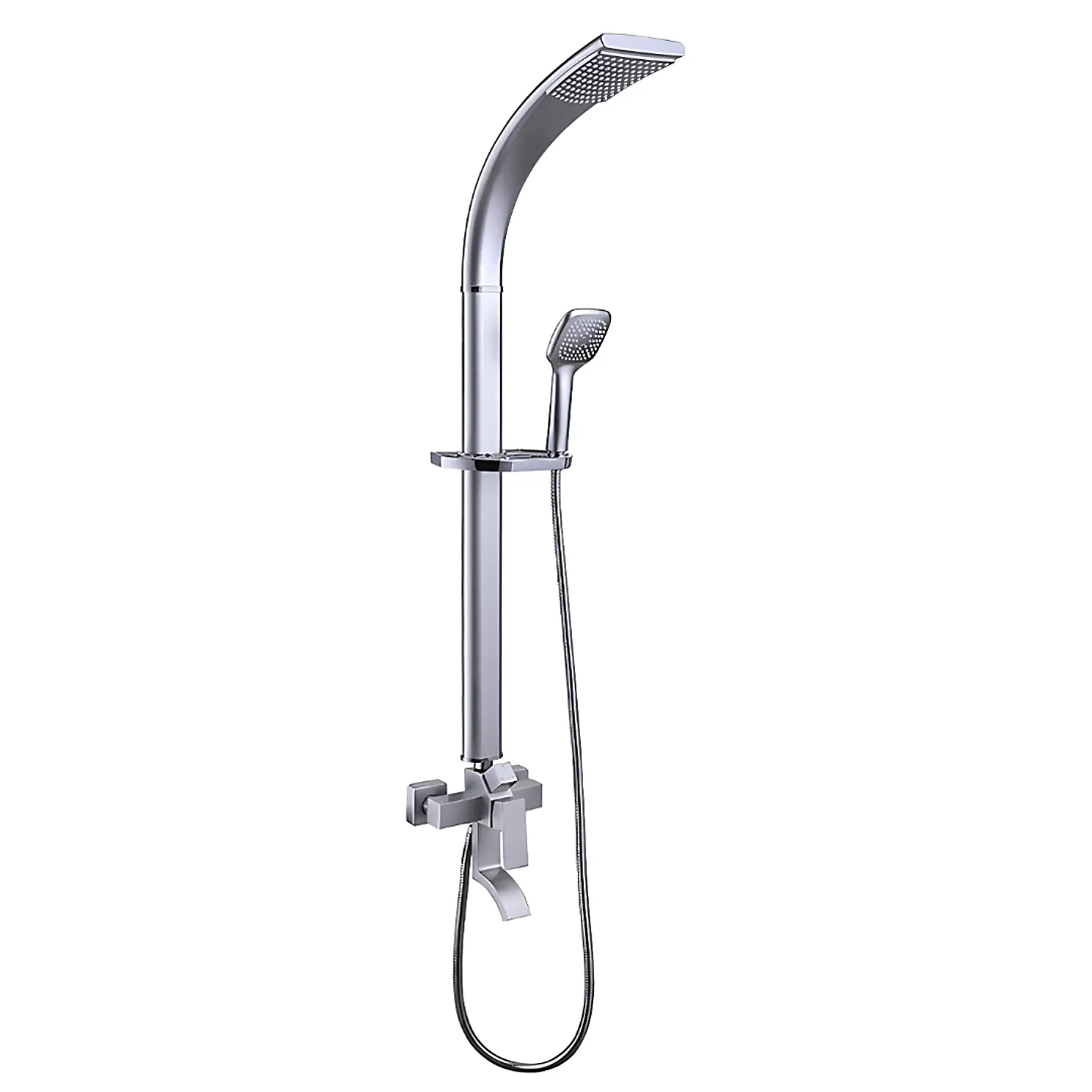 Columna de Ducha Elegante con Monocomando y Ducha de Mano Plateado 1