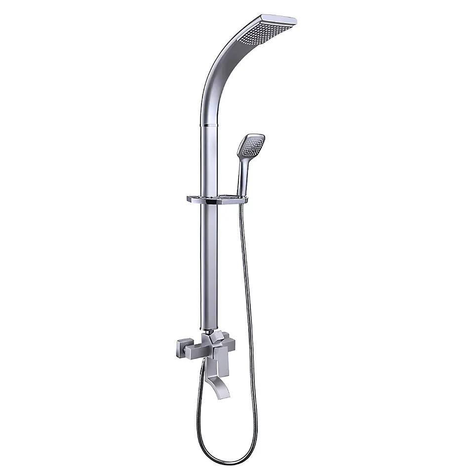 Columna de Ducha Elegante con Monocomando y Ducha de Mano Plateado 1