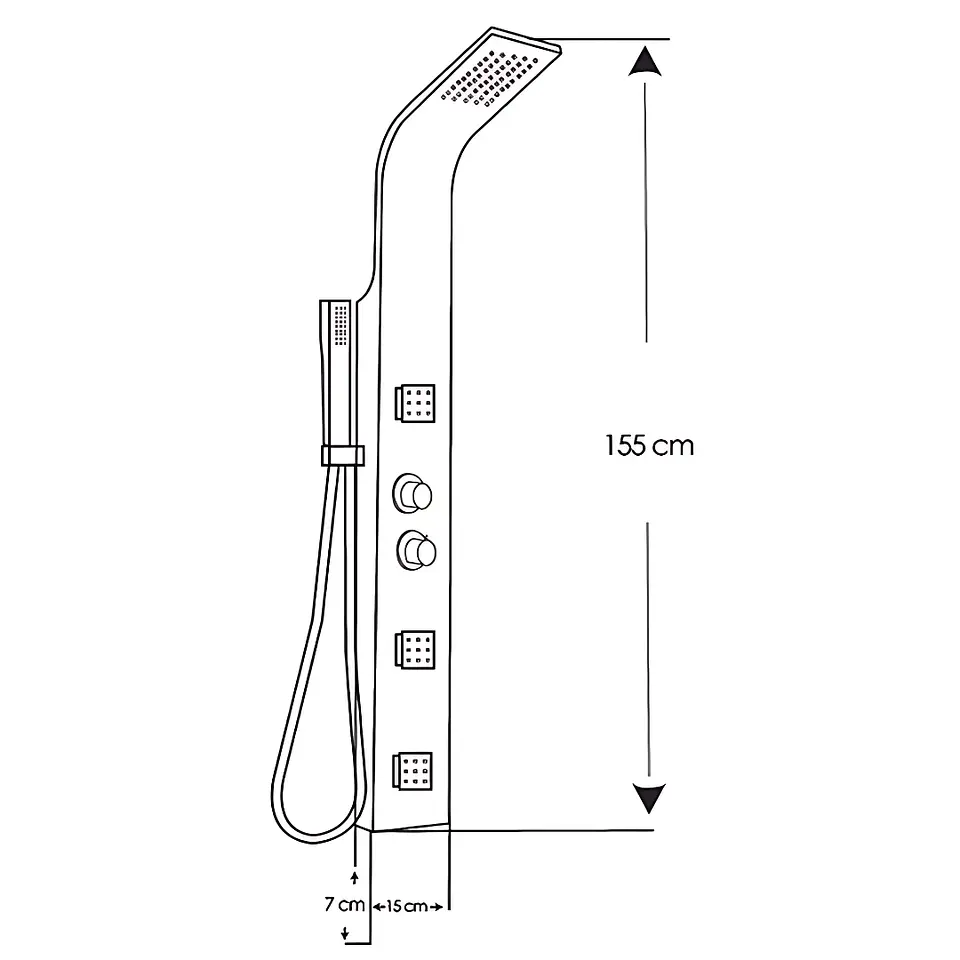 Columna para Ducha con Monocomando y Jets de Hidromasaje Plateado 4