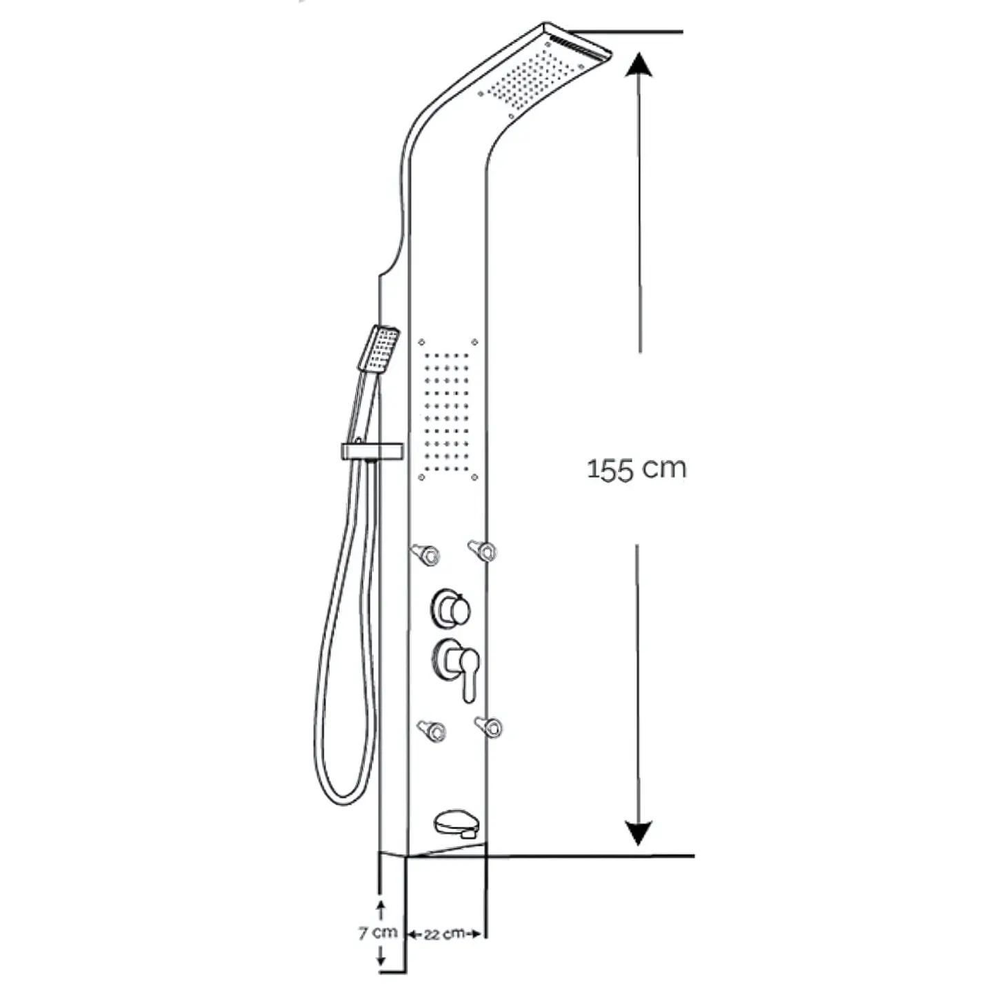 Columna de Ducha Hidromasaje de Acero Inoxidable Plateado 3