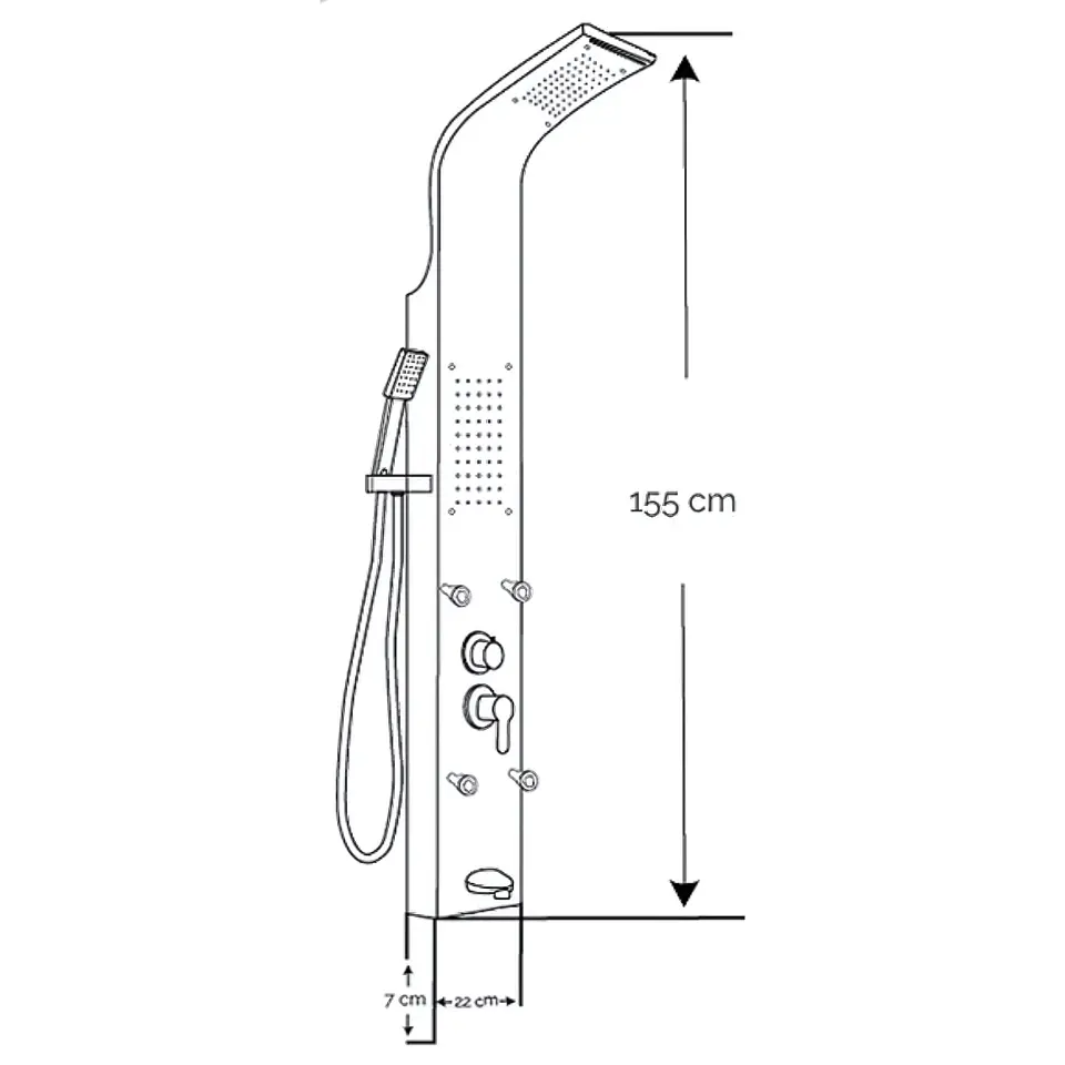 Columna de Ducha Hidromasaje de Acero Inoxidable Plateado 3