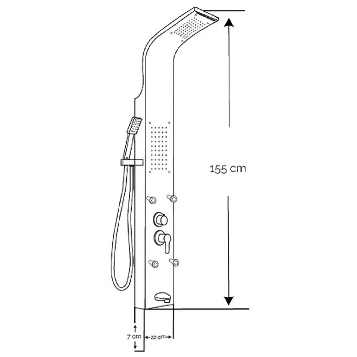 Columna de Ducha Hidromasaje de Acero Inoxidable Satinada  4