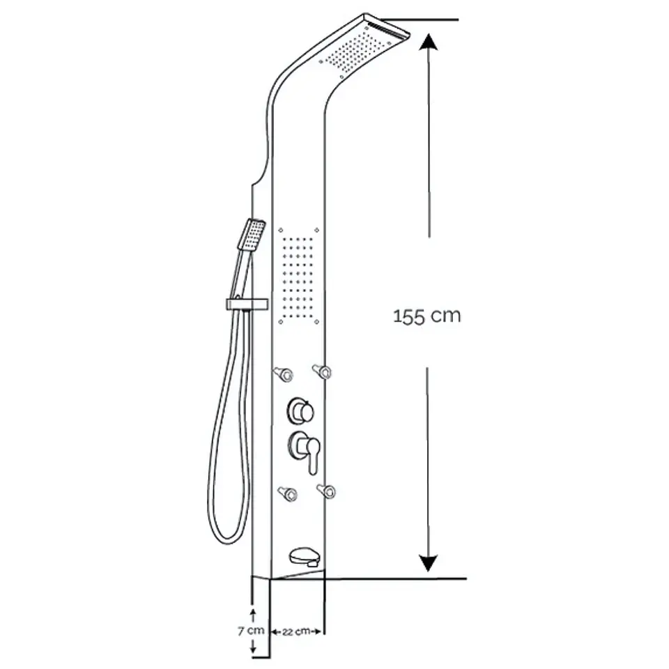 Columna de Ducha Hidromasaje de Acero Inoxidable Satinada  4