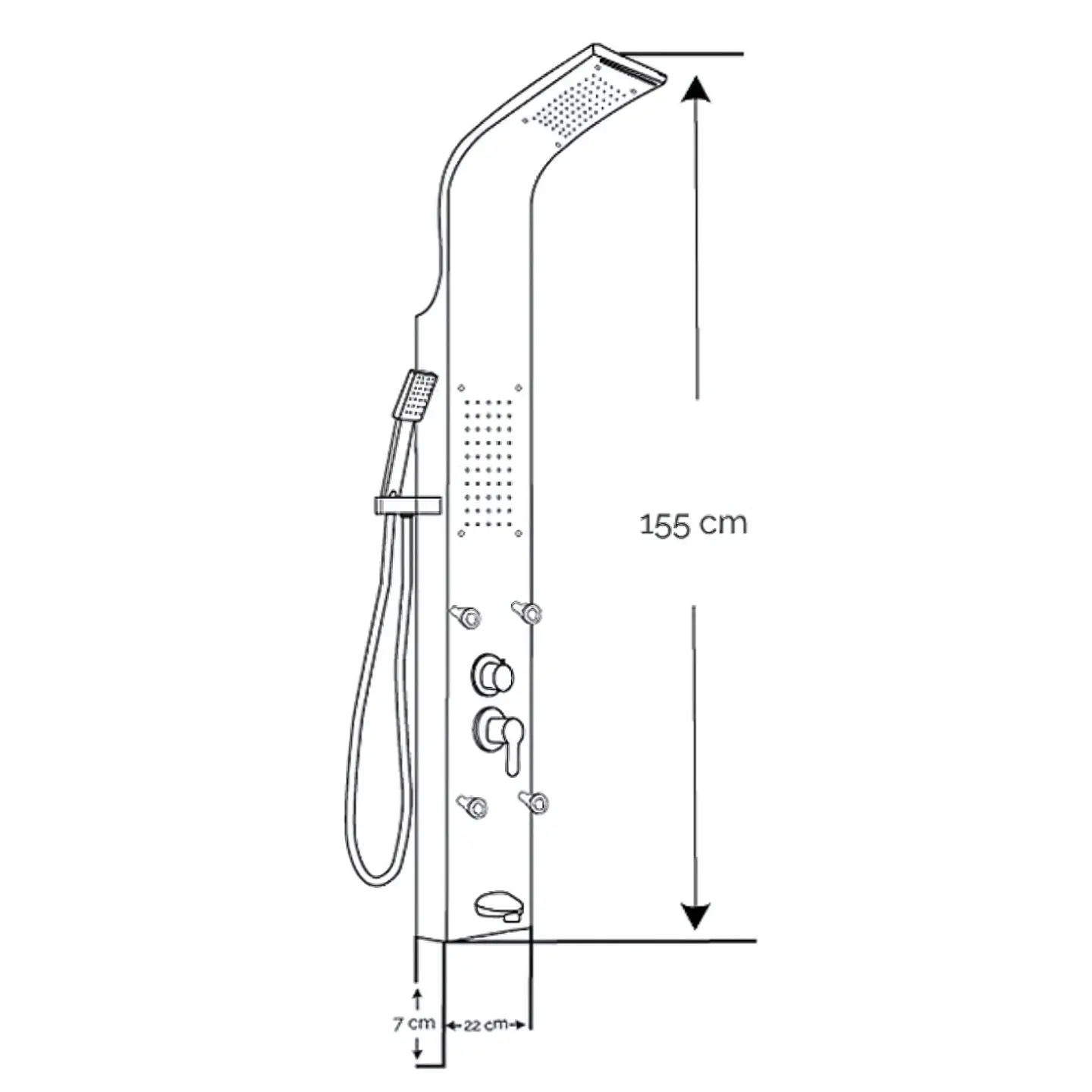 Columna de Ducha Hidromasaje Moderno Acero Inoxidable Negro 3
