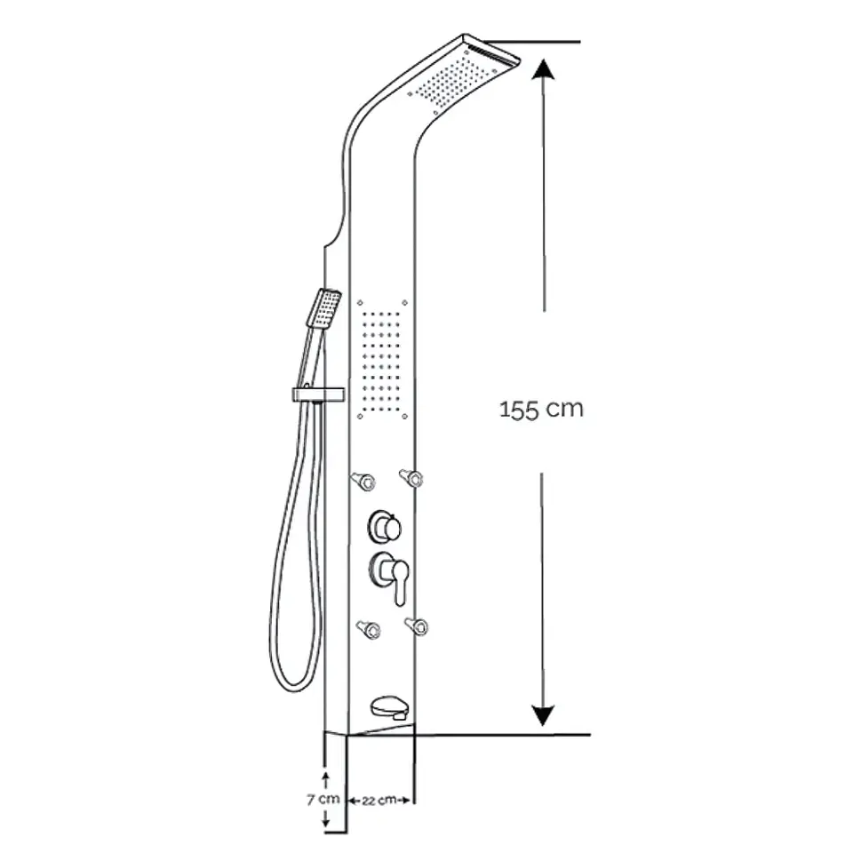 Columna de Ducha Hidromasaje Moderno Acero Inoxidable Negro 3