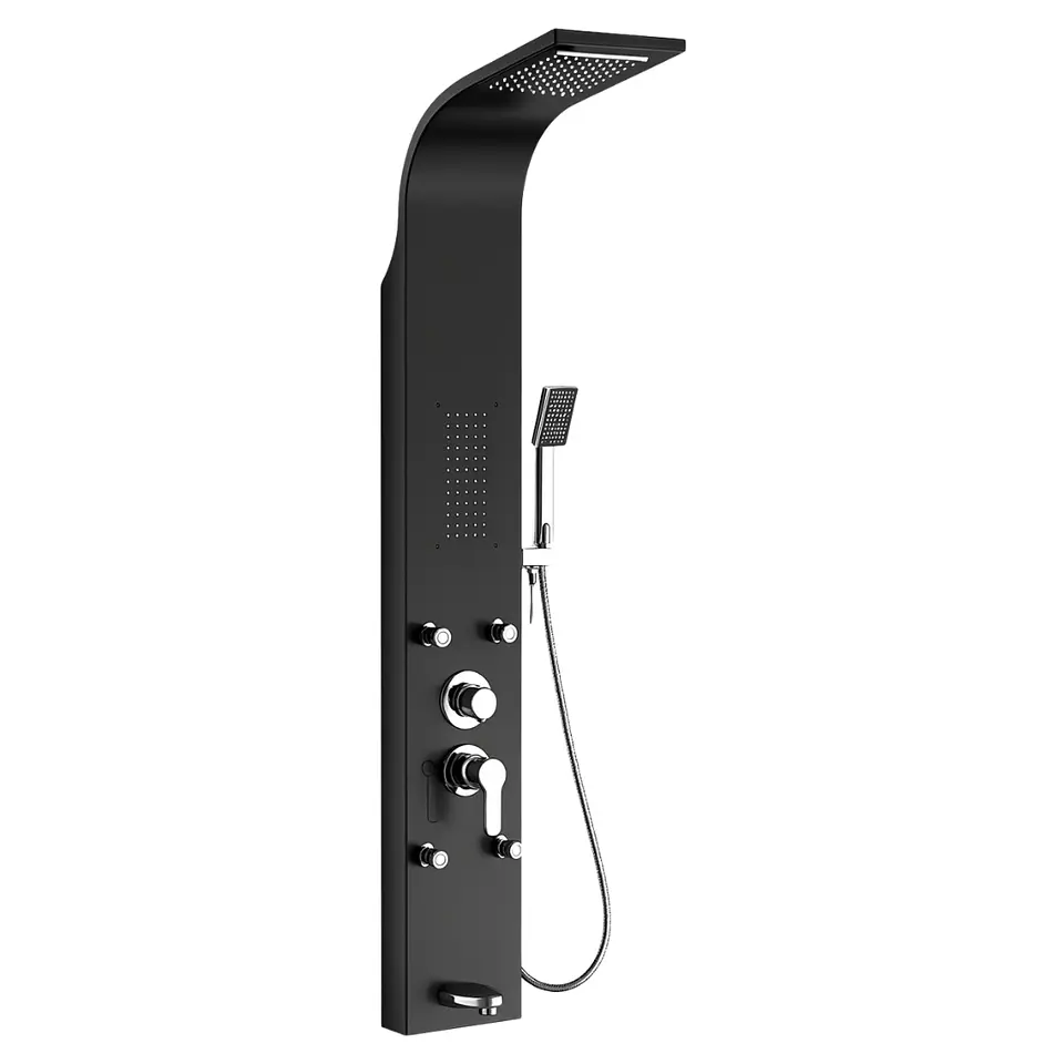 Columna de Ducha Hidromasaje Moderno Acero Inoxidable Negro 1