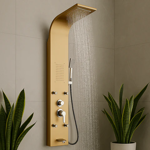 Columna de Ducha Hidromasaje Moderno Dorada 