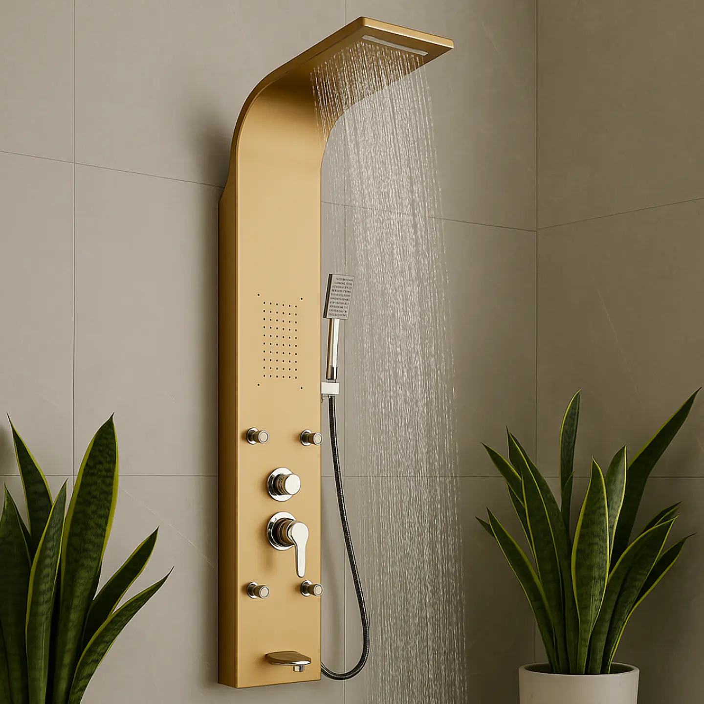 Columna de Ducha Hidromasaje Moderno Dorada  2