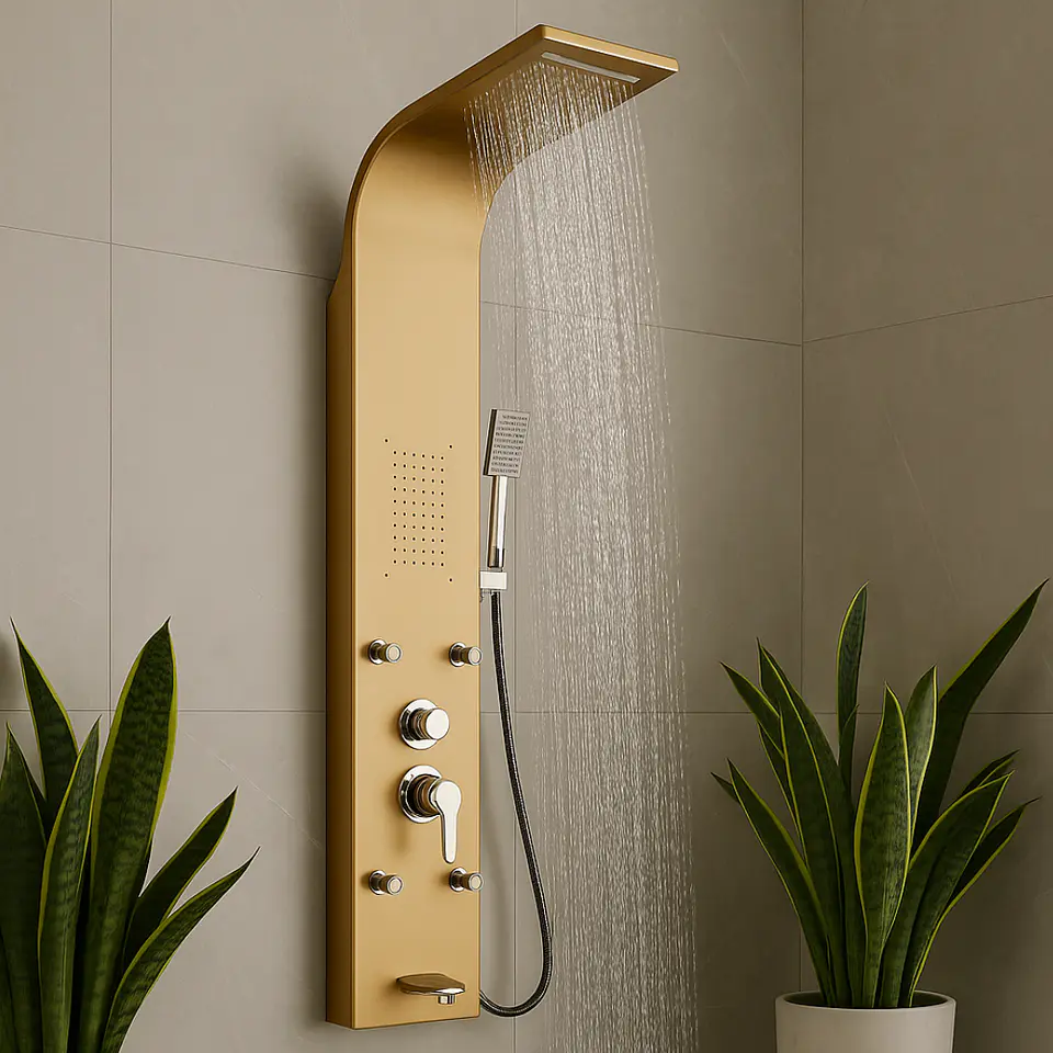 Columna de Ducha Hidromasaje Moderno Dorada  2