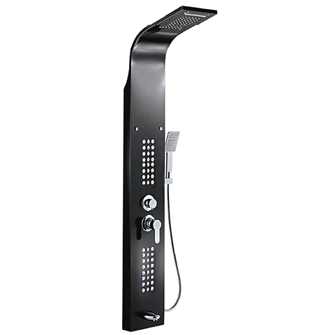 Columna de Ducha Hidromasaje Elegante y Exclusivo de Acero Inoxidable Negro 