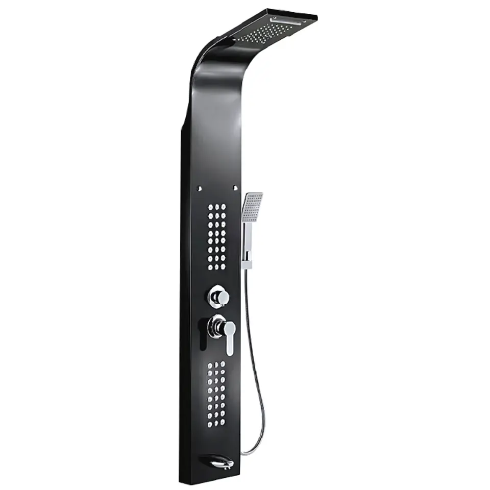Columna de Ducha Hidromasaje Elegante y Exclusivo de Acero Inoxidable Negro  1