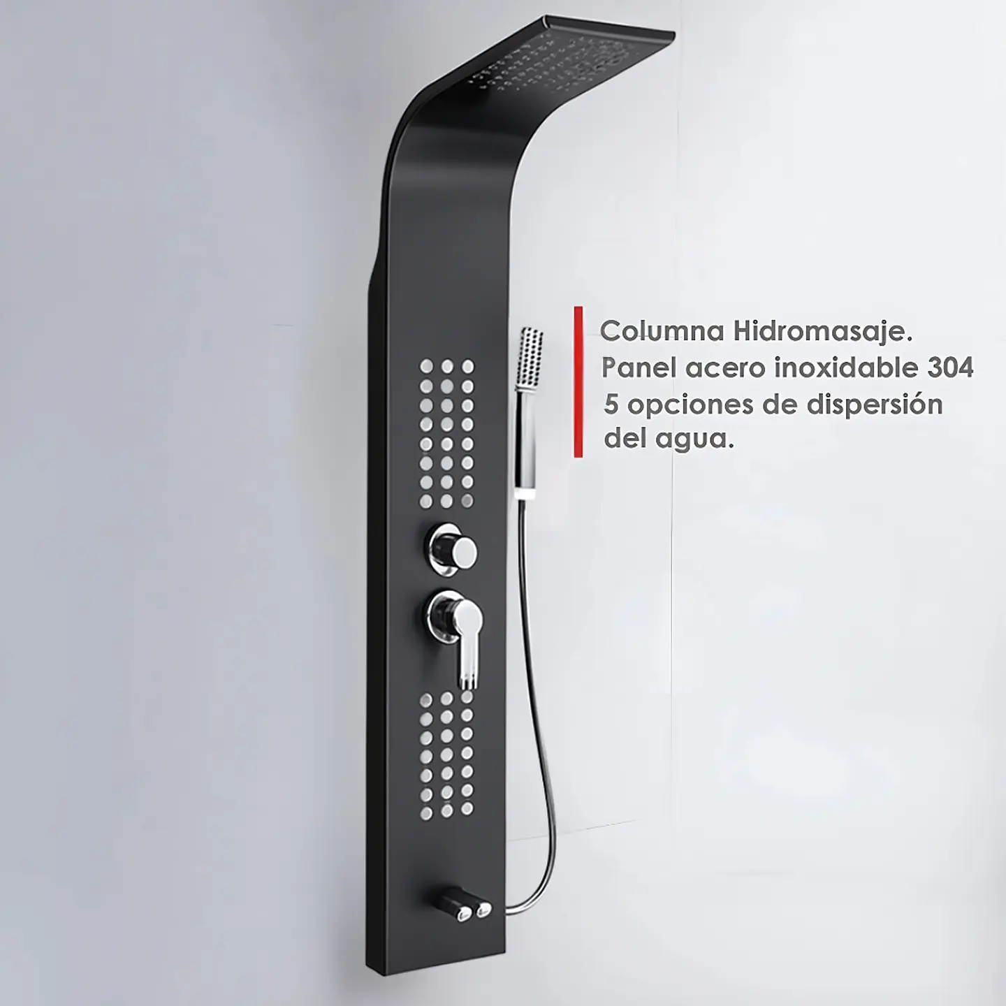 Columna de Ducha Hidromasaje Elegante y Exclusivo de Acero Inoxidable Negro  3
