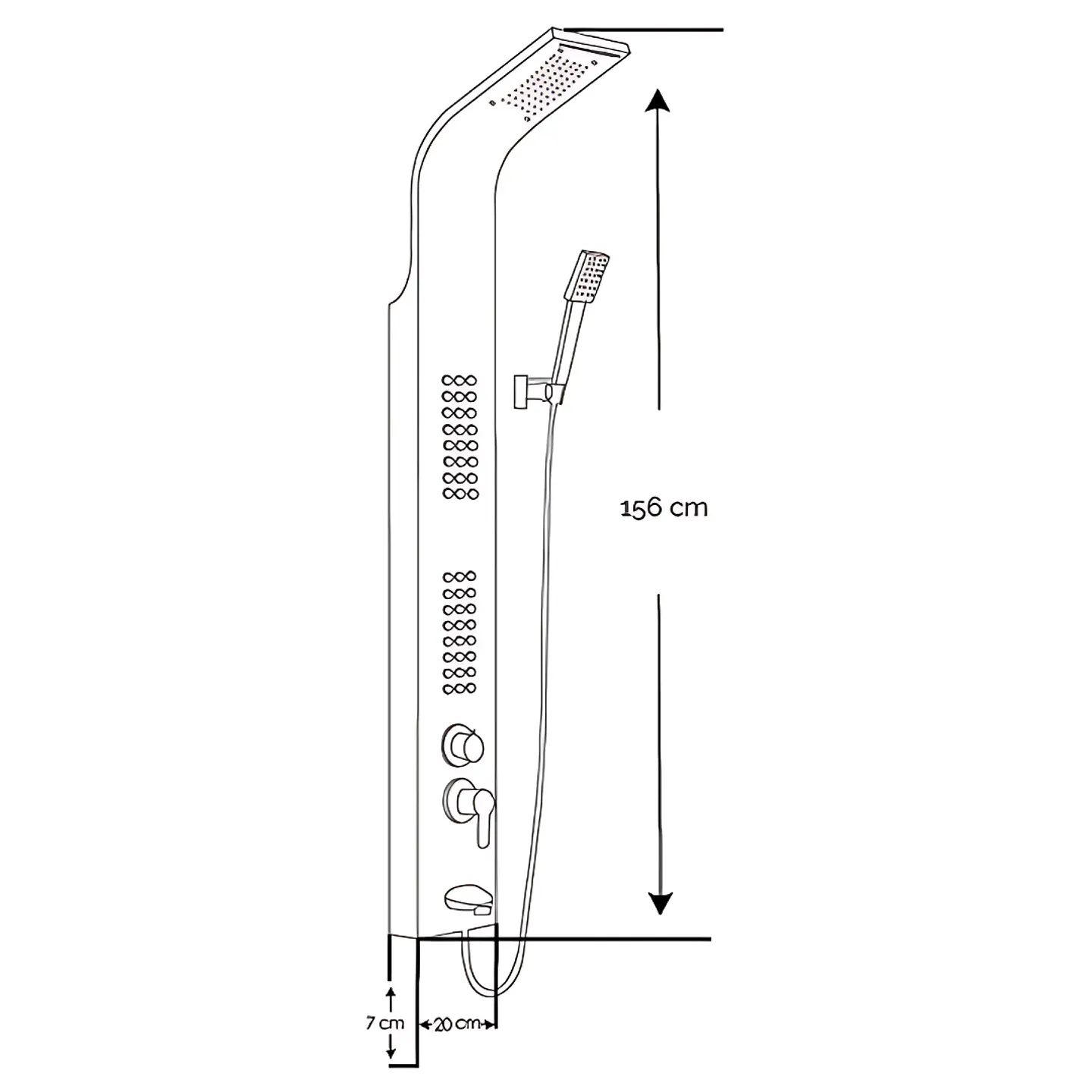 Columna de Ducha Hidromasaje Moderno de Acero Inoxidable Satinado 7