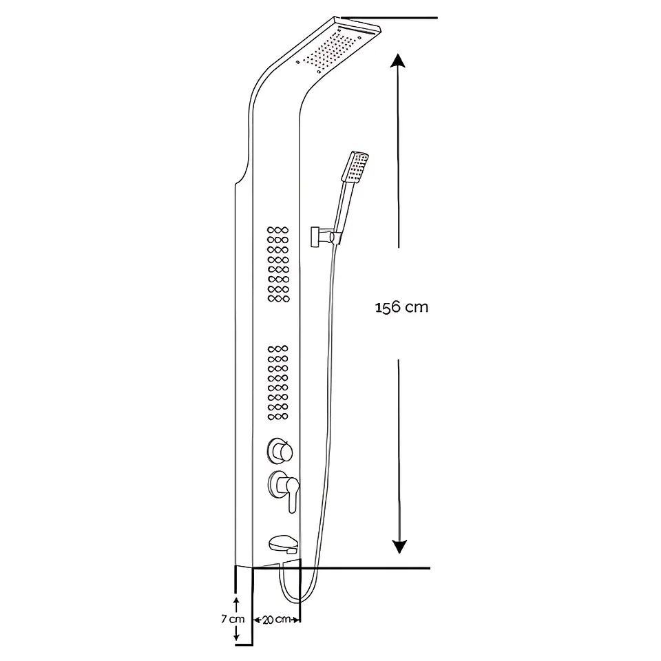 Columna de Ducha Hidromasaje Moderno de Acero Inoxidable Satinado 7