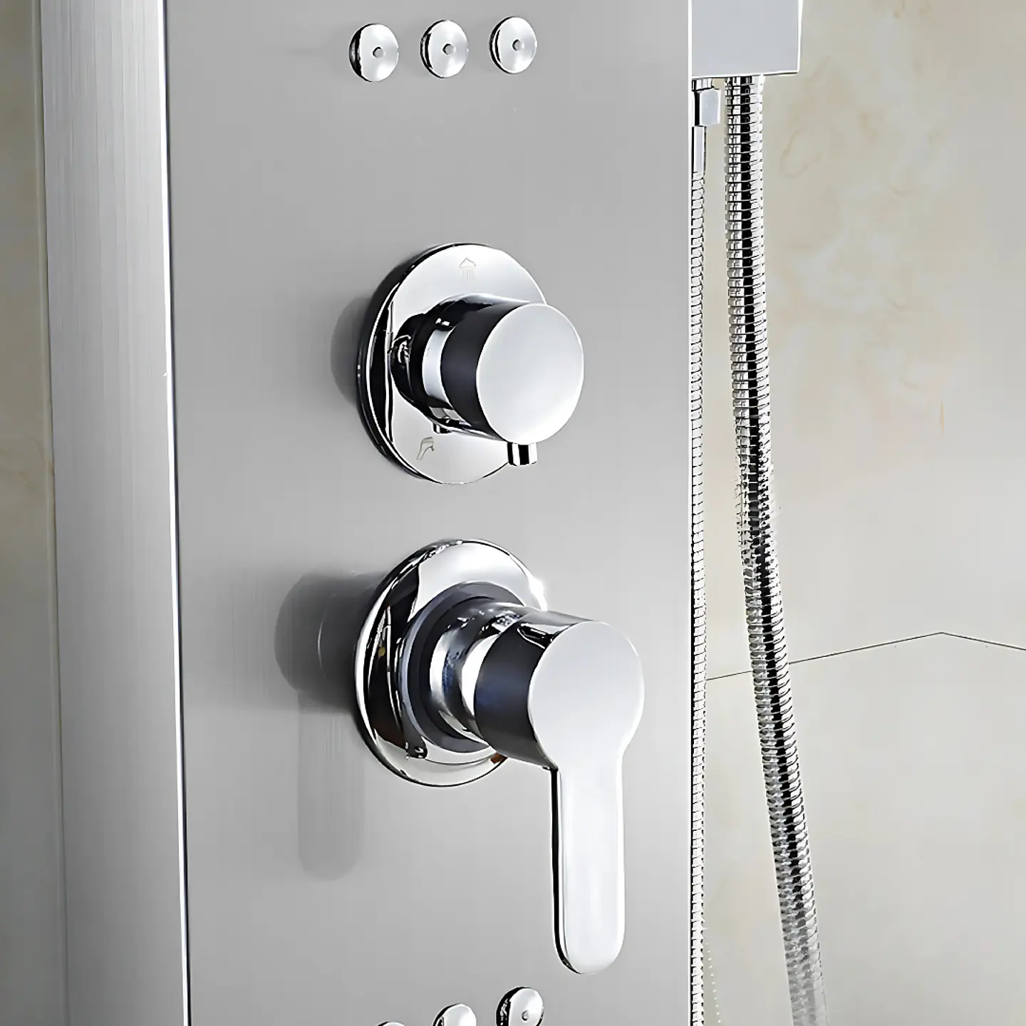 Columna de Ducha Hidromasaje Moderno de Acero Inoxidable Satinado 6
