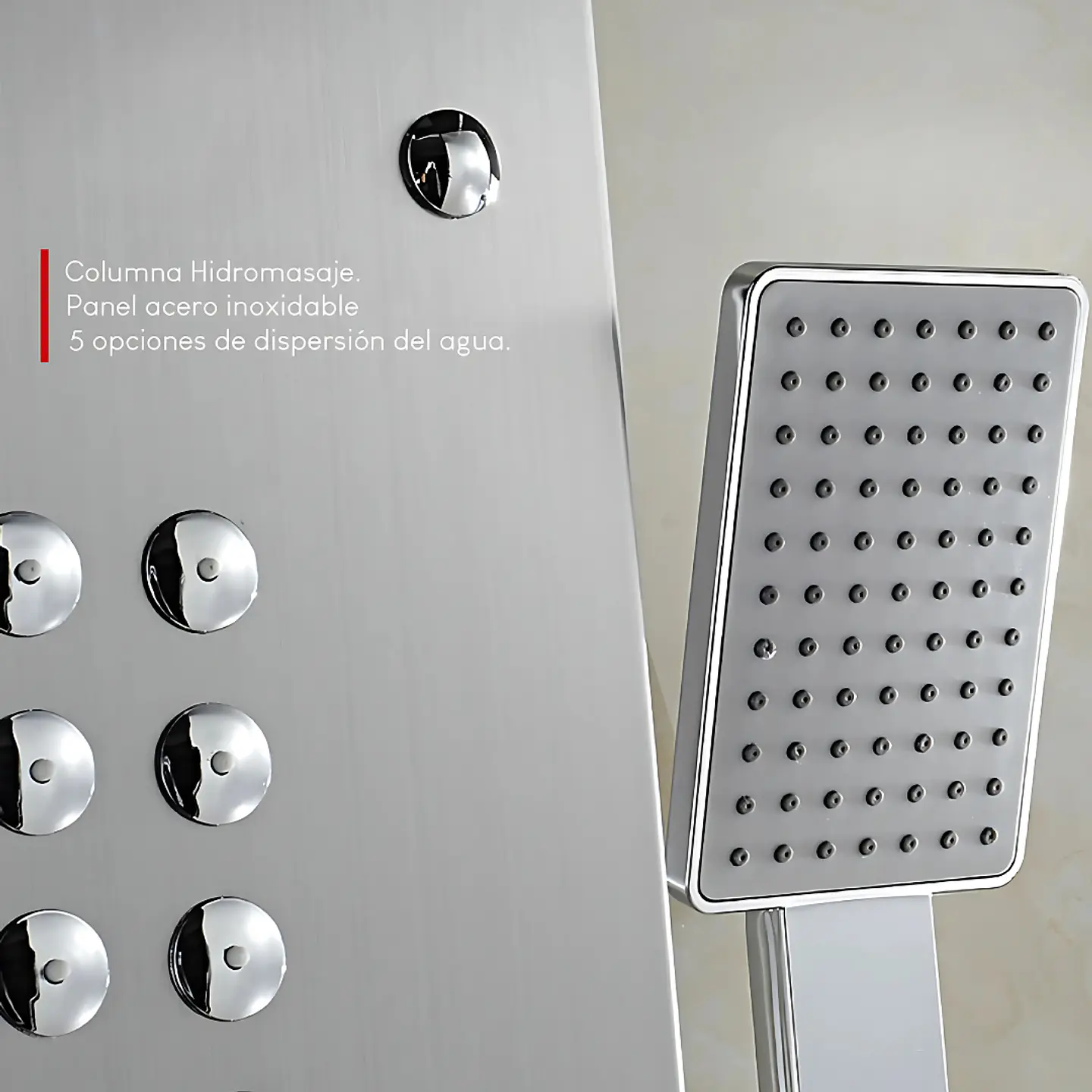 Columna de Ducha Hidromasaje Moderno de Acero Inoxidable Satinado 5