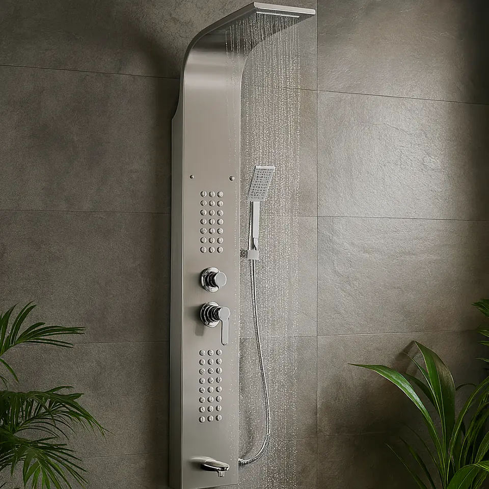 Columna de Ducha Hidromasaje Moderno de Acero Inoxidable Satinado 2