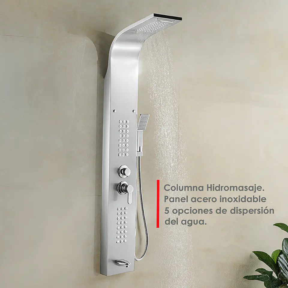 Columna de Ducha Hidromasaje Moderno de Acero Inoxidable Satinado 3