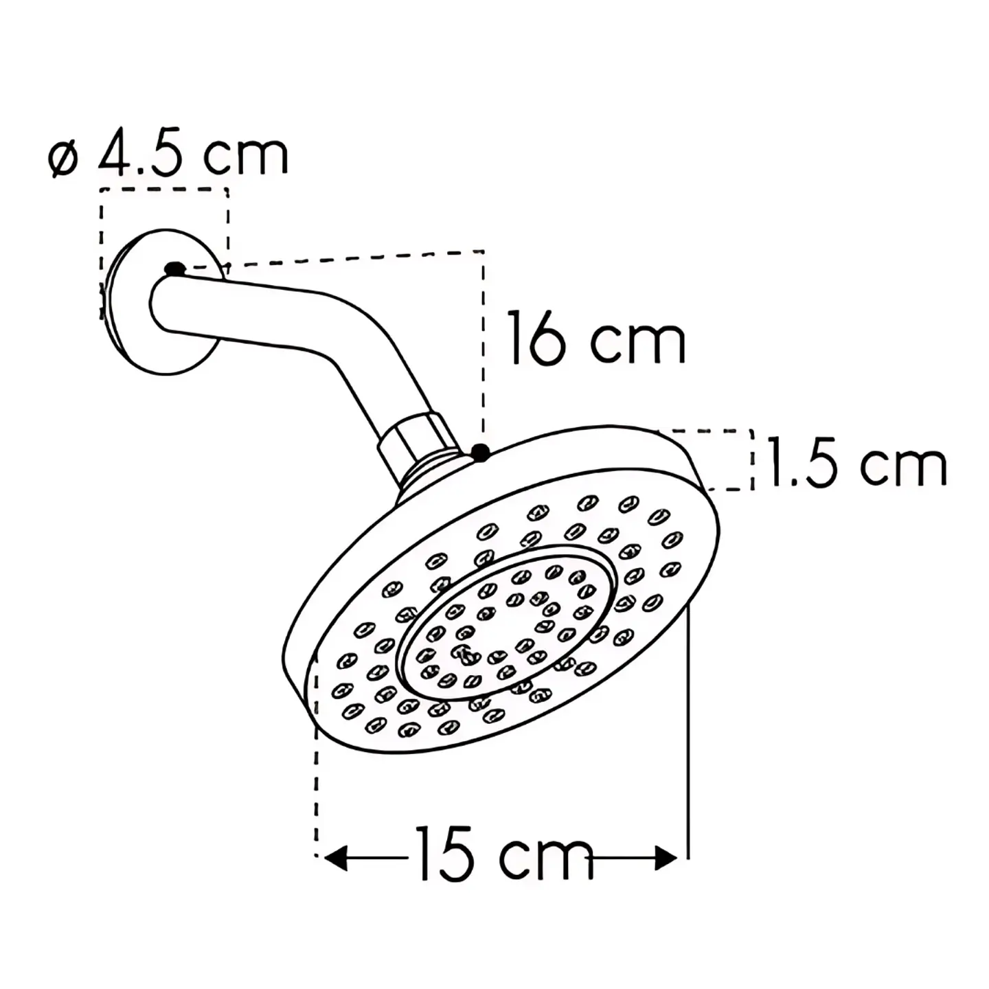 Cabezal de Ducha Redondo con Brazo Cromado 3