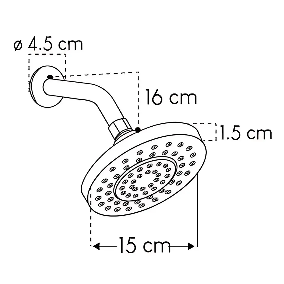 Cabezal de Ducha Redondo con Brazo Cromado 3